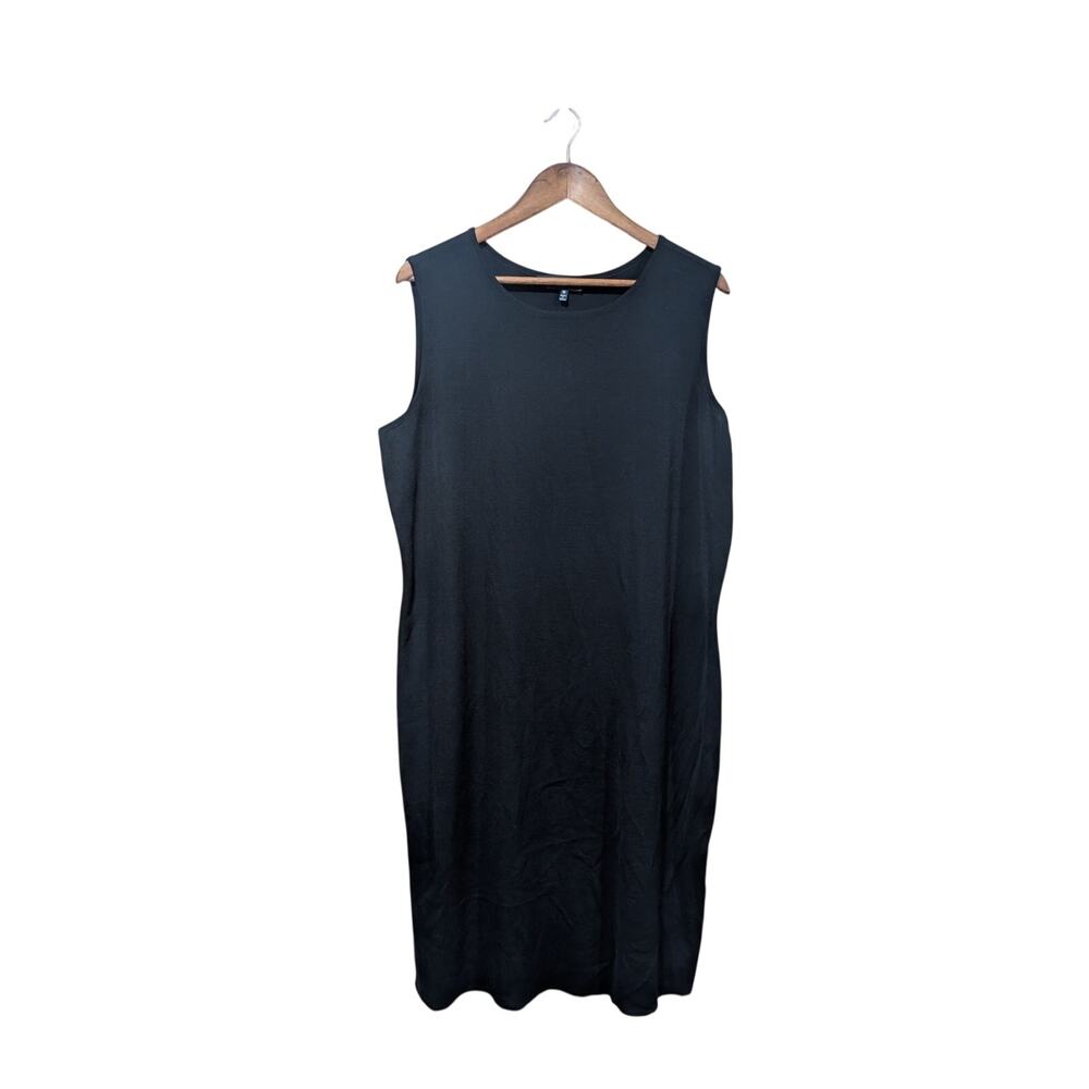 Ming Wang Dress Womens 1X Black Knit Shell Dress‎ Knee Length